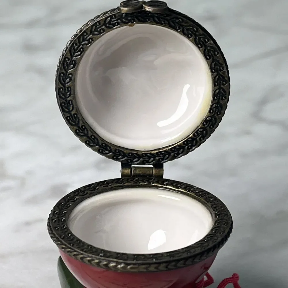Ceramic apple & books ring or trinket box - Treasures Box teacher gift school